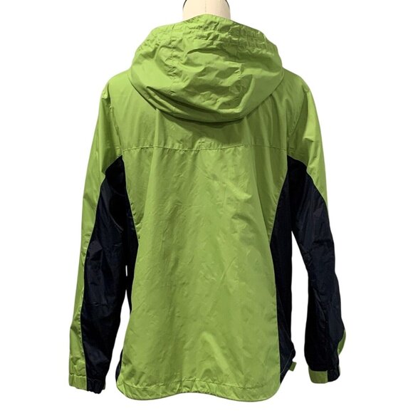 St. Johns Bay Lime Green Black Hooded Windbreaker Jacket Lightweight Size Large - Picture 2 of 16
